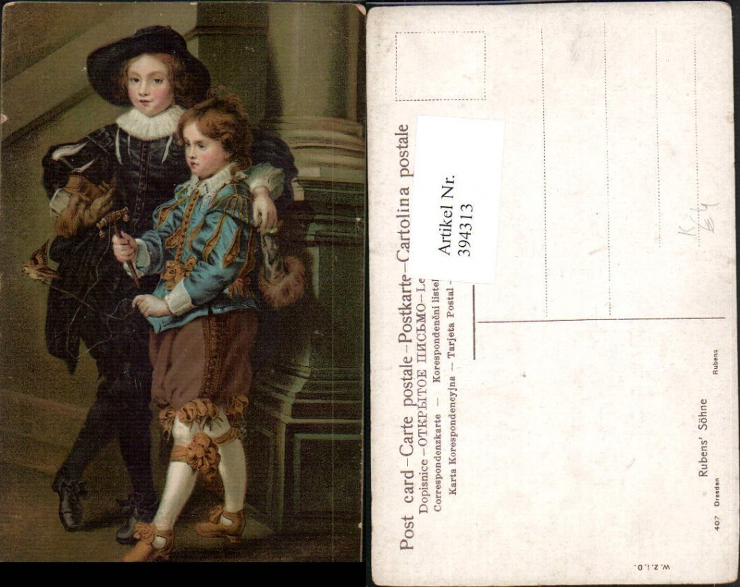 394313,Künstler AK Rubens Rubens Söhne Vogel am Seil