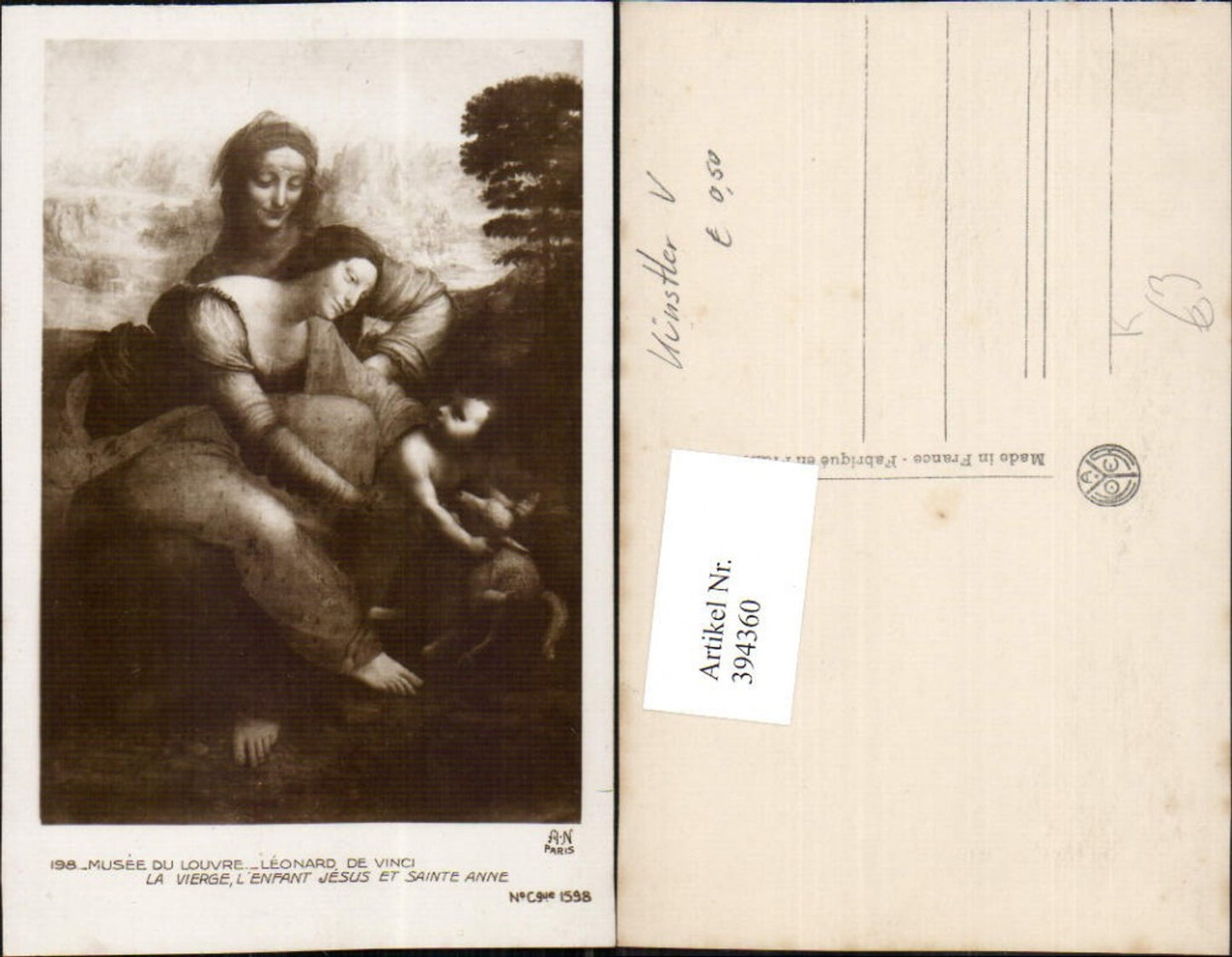 394360,Künstler AK Leonardo da Vinci La Vierge Jesus et Sainte Anne Religion