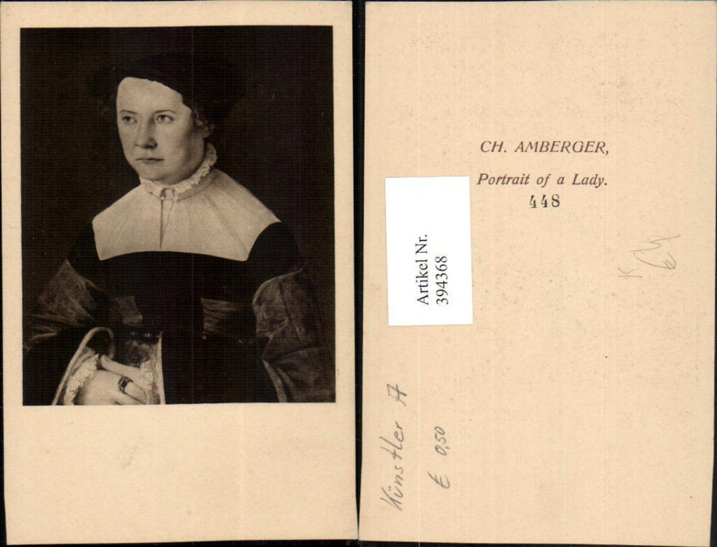 394368,Künstler AK Ch. Amberger Portrait of a Lady Frau m. Mütze