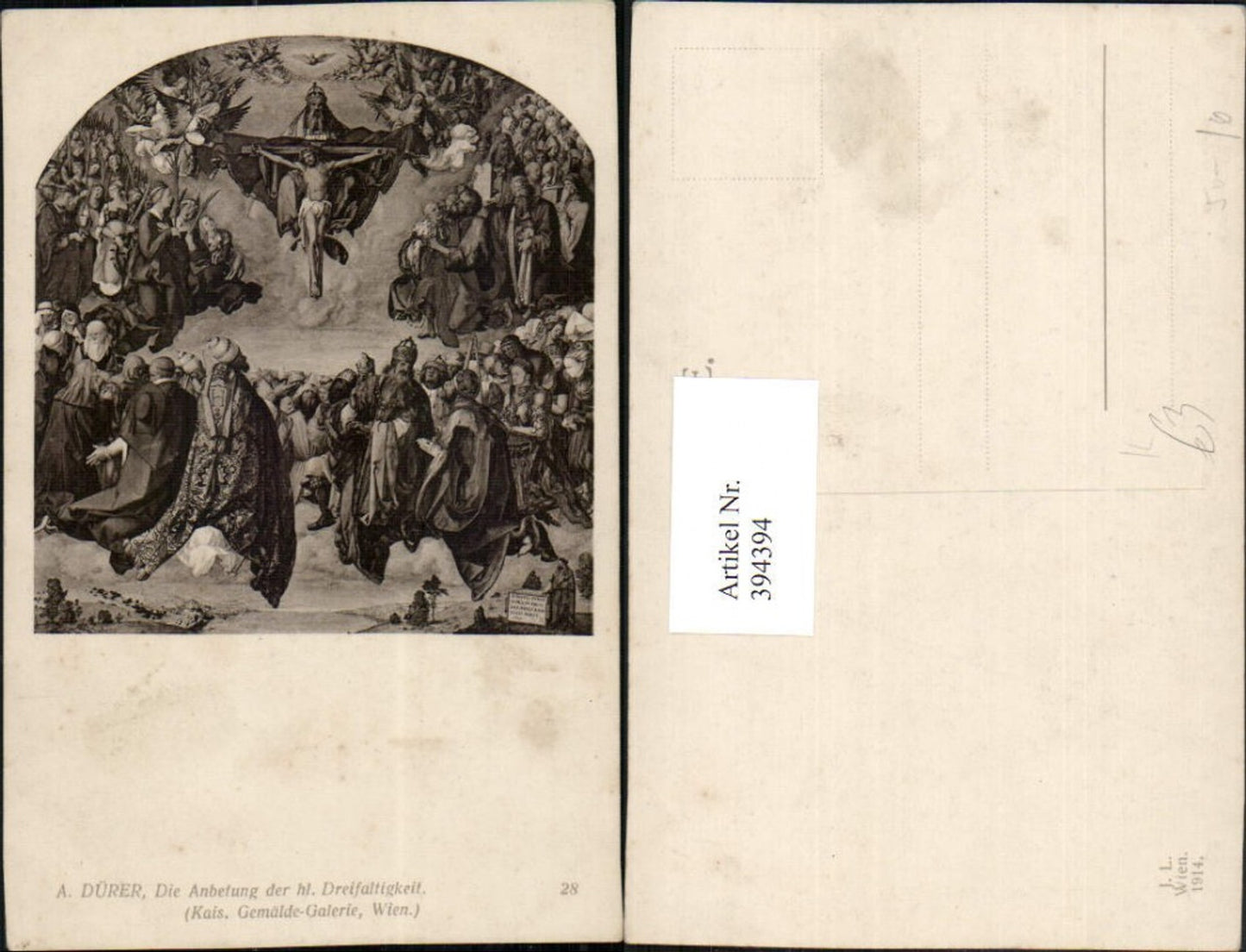 394394,Künstler AK A. Dürer Die Anbetung der hl. Dreifaltigkeit Religion