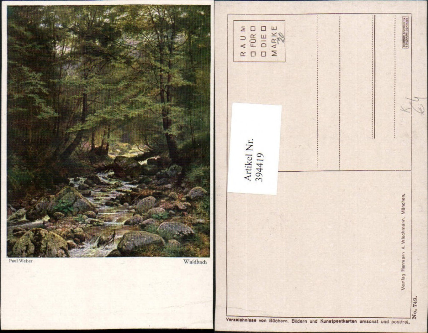 394419, Artist AK Paul Weber Waldbach Forest