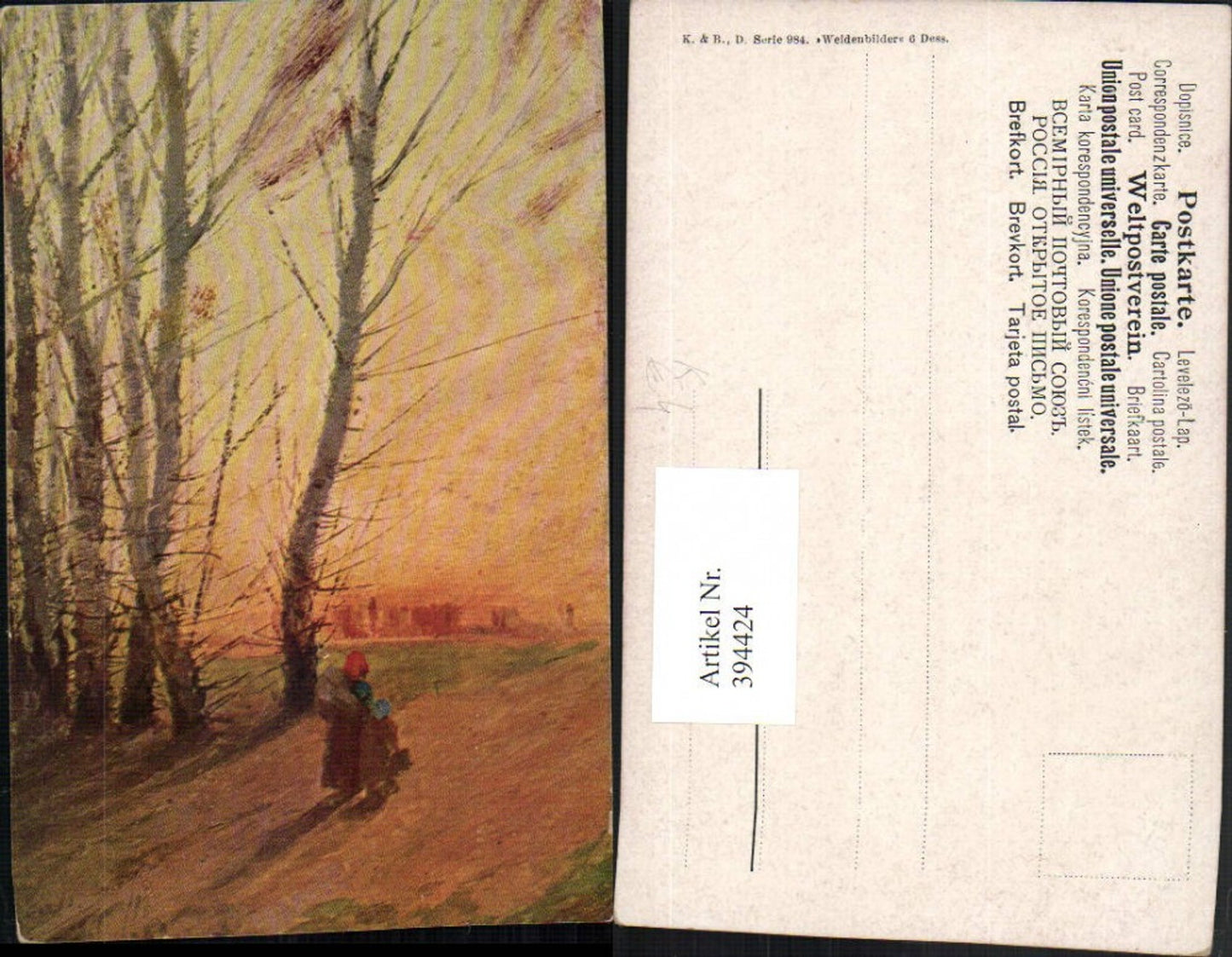 394424,Künstler AK Landschaft Bäume