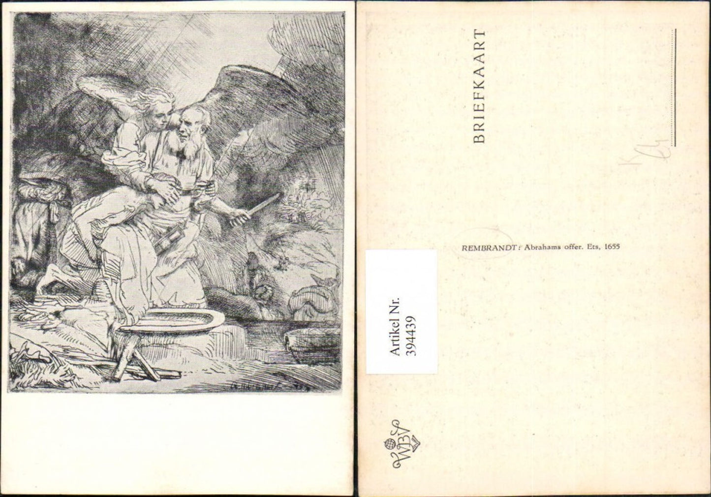 394439,Künstler AK Rembrandt Abrahams offer Engel