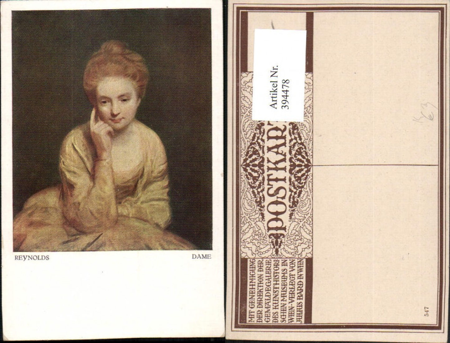 394478,Künstler AK Reynolds Dame Frau Portrait