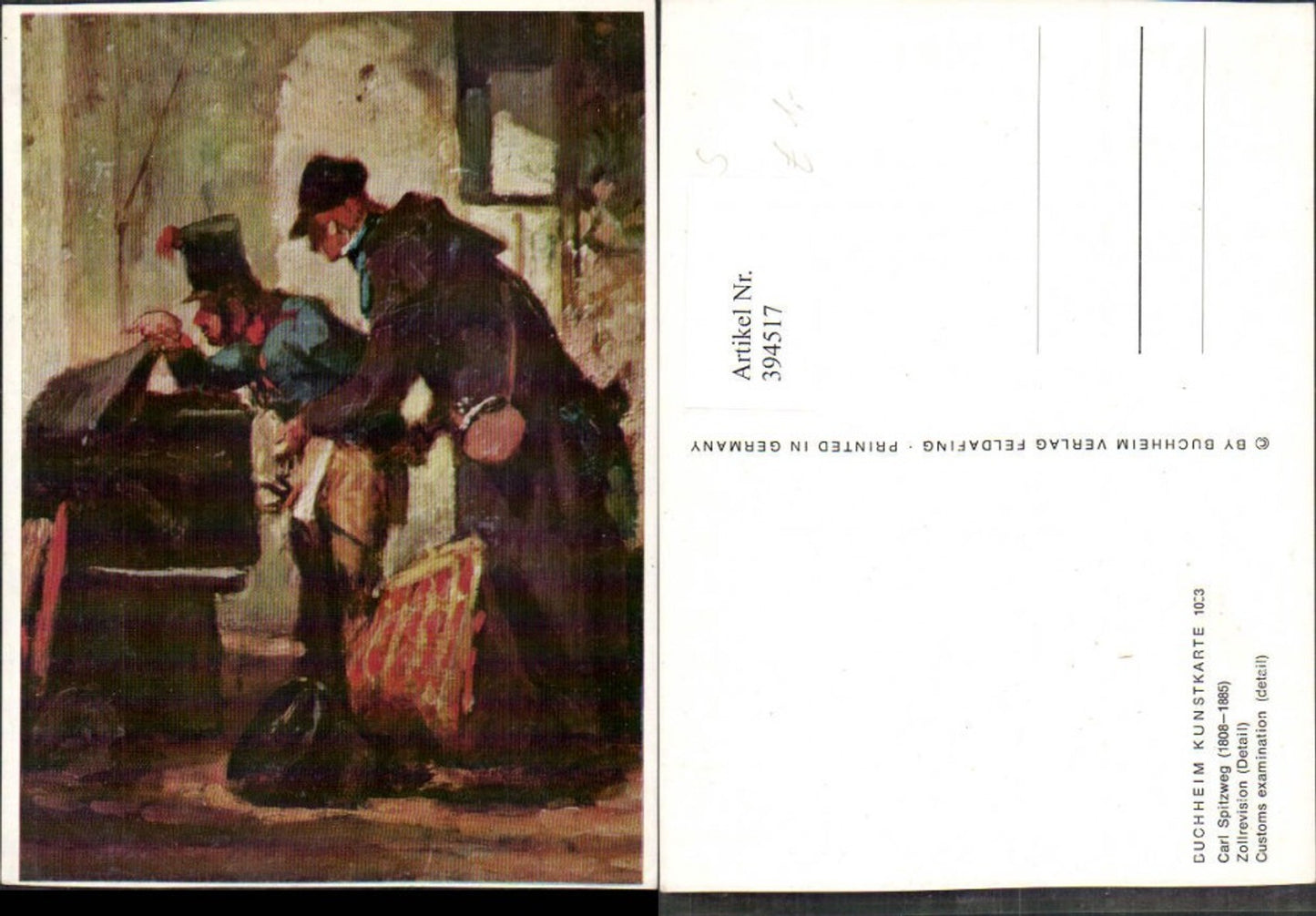 394517,Künstler AK Carl Spitzweg Zollrevision Männer