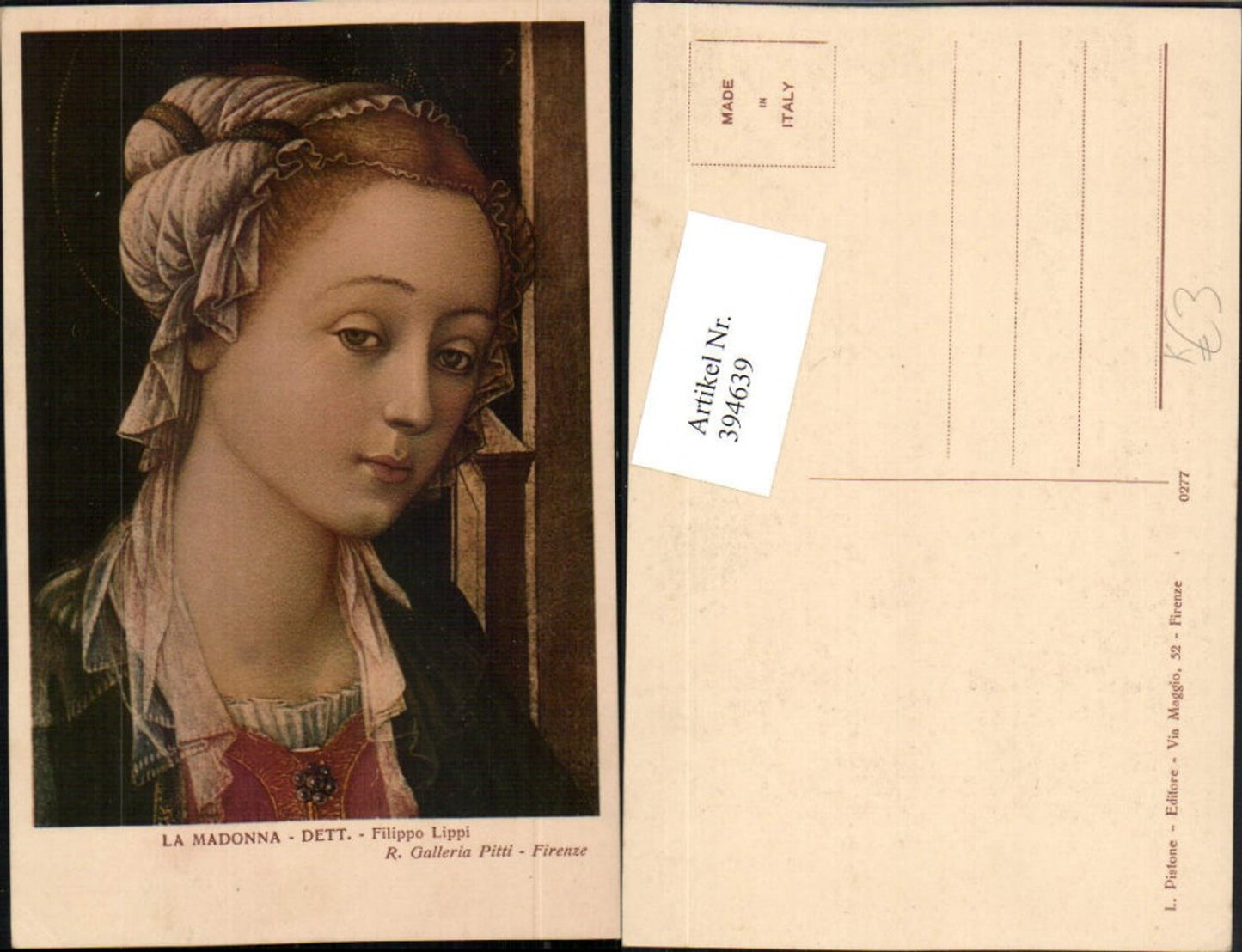 394639,Künstler AK Filippo Lippi La Madonna Frau Portrait