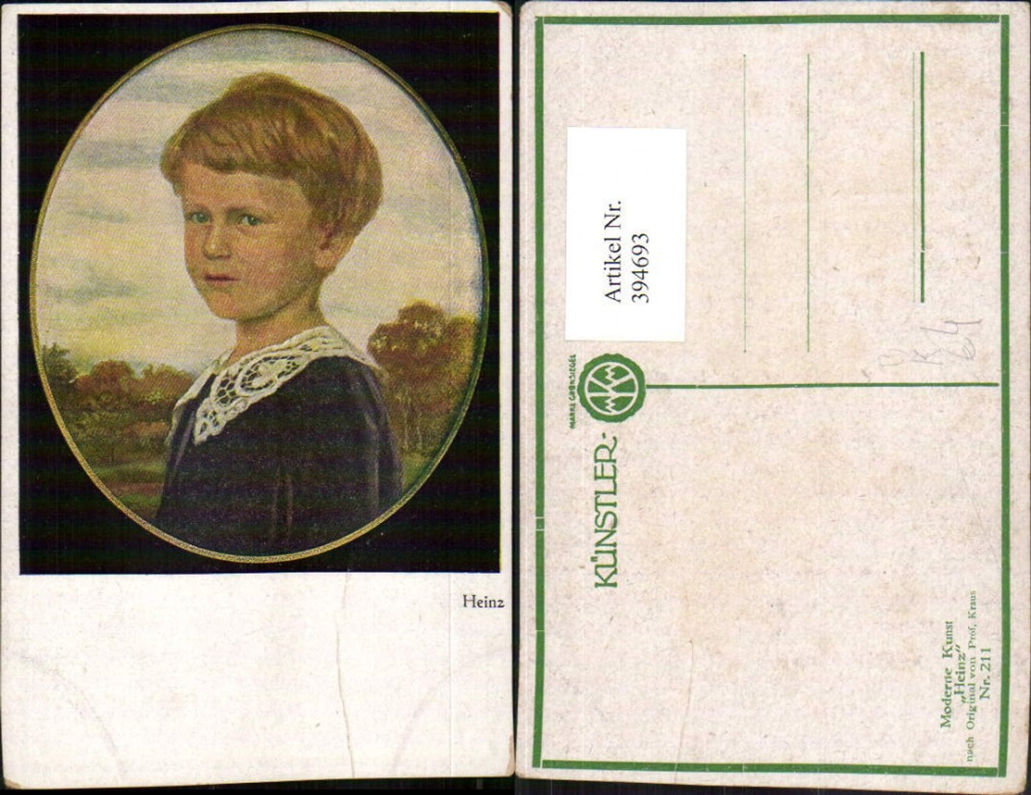 394693,Künstler AK Prof. Kraus Heinz Junge Bub Portrait