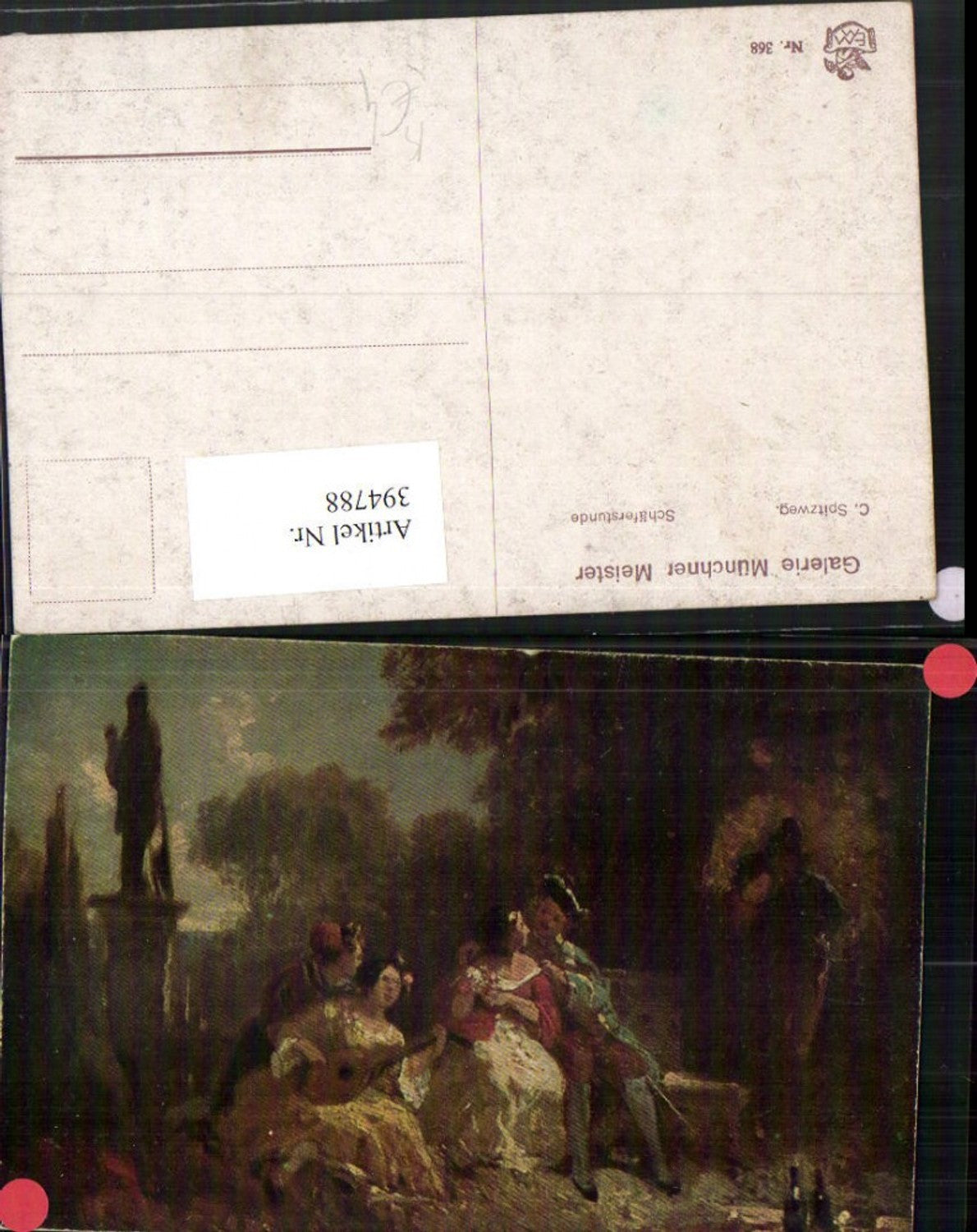 394788,Künstler AK C. Spitzweg Schäferstunde Paare Liebe Mandoline