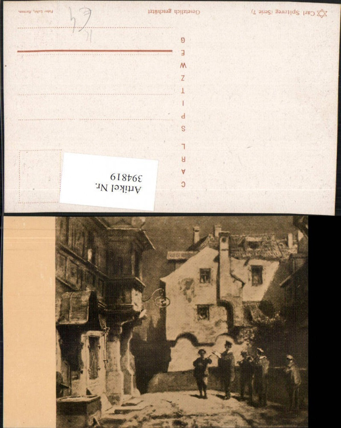 394819,Künstler AK Carl Spitzweg Stadt Musikanten Gasse