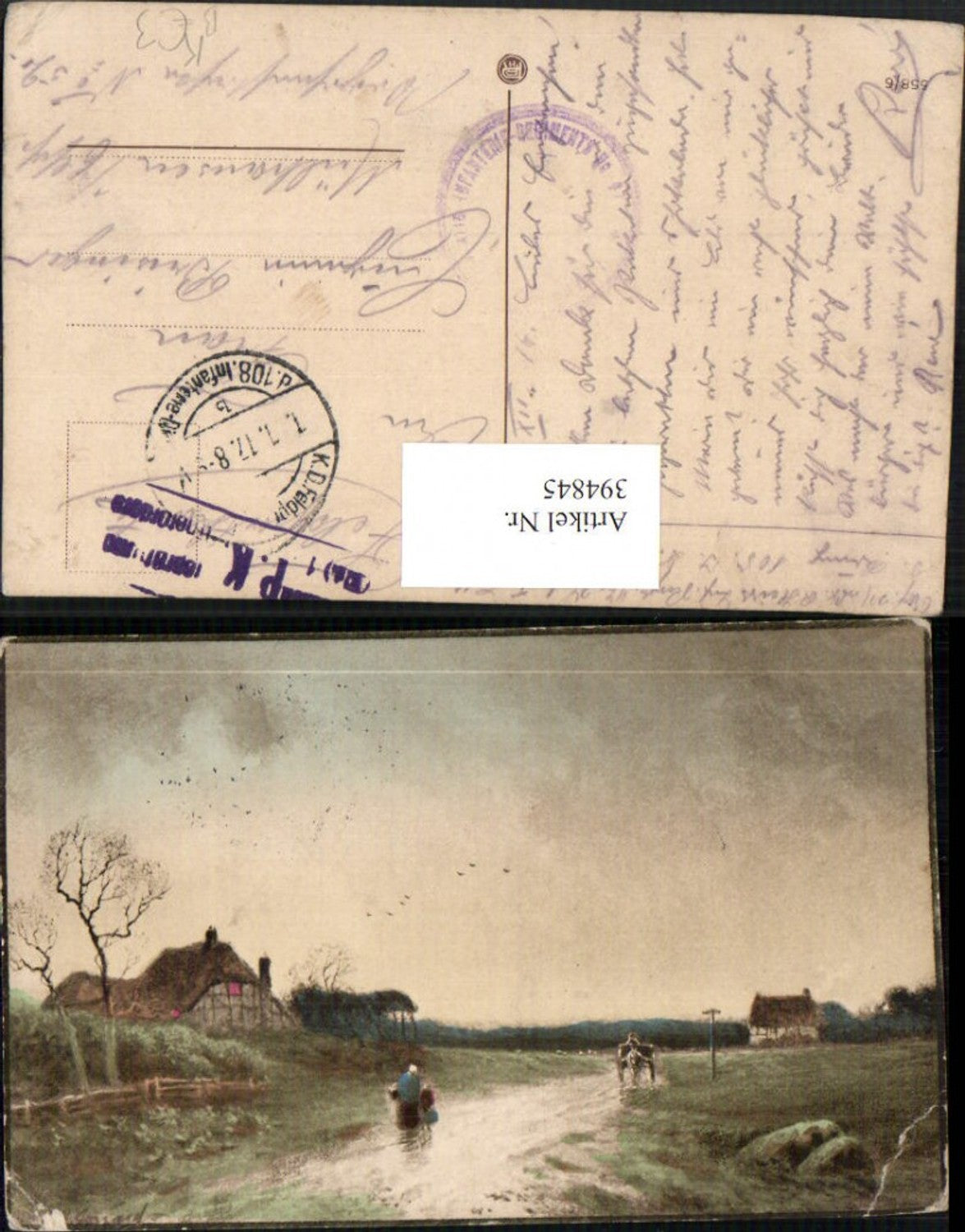 394845, Artist AK Landscape Houses Carriage