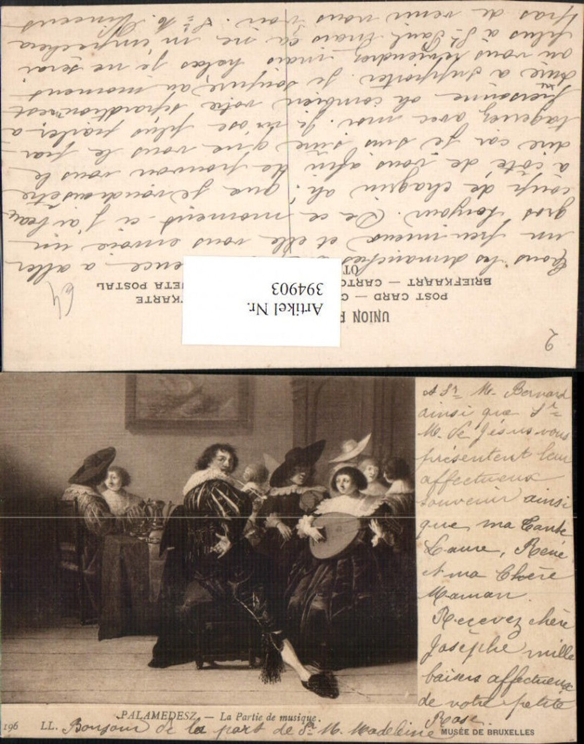 394903,Künstler AK Palamedesz La Partie de musique Laute