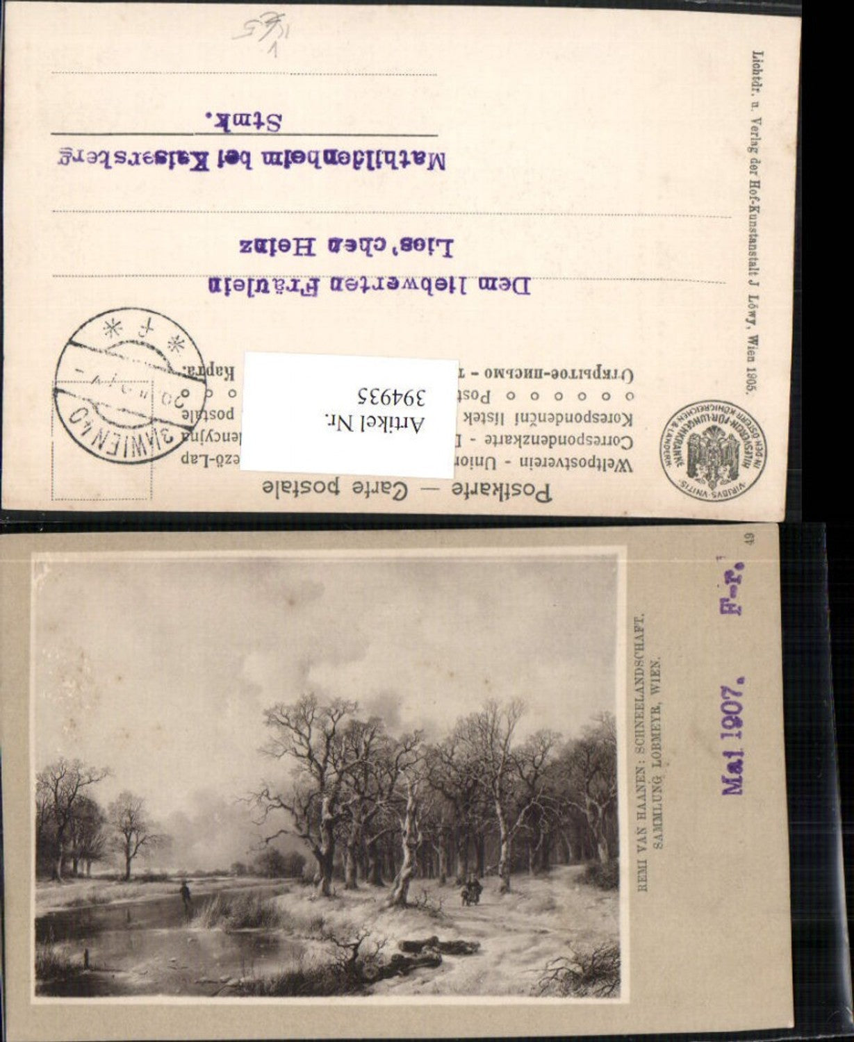394935,Künstler AK Remi van Haanen Schneelandschaft pub J. Löwy