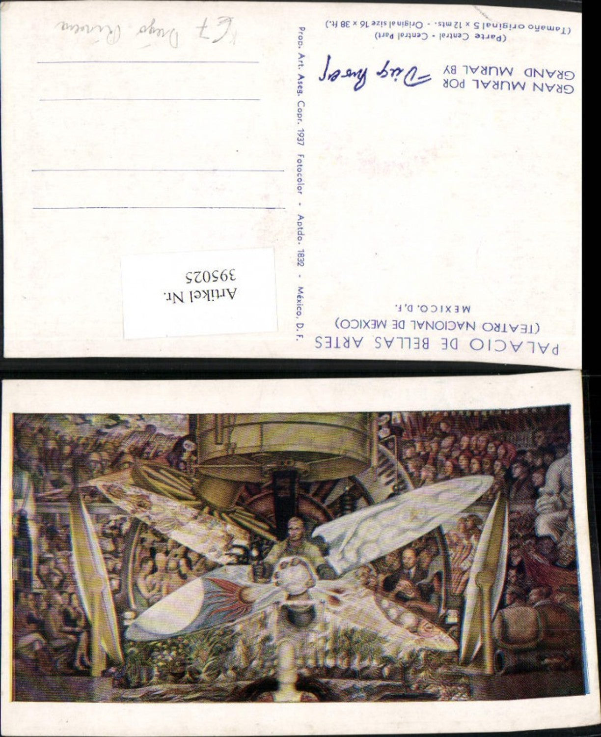 395025,Künstler AK Diego Rivera Mexico Palacio de Bellas Artes Gran Mural Por