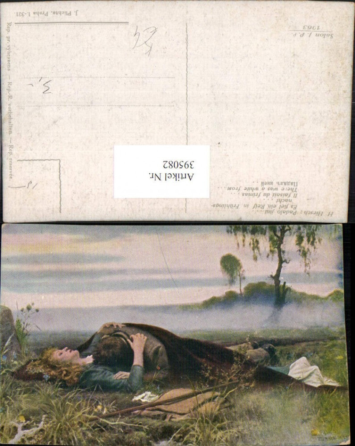 395082, Artist AK H. Hirsch A frost fell in a spring night. Loving couple