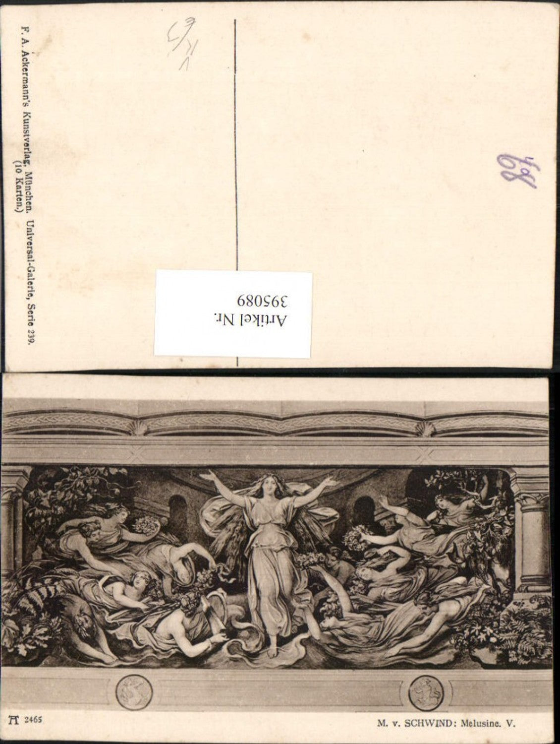 395089,Künstler AK M. v. Schwind Melusine Frauen pub A. Ackermann 2465
