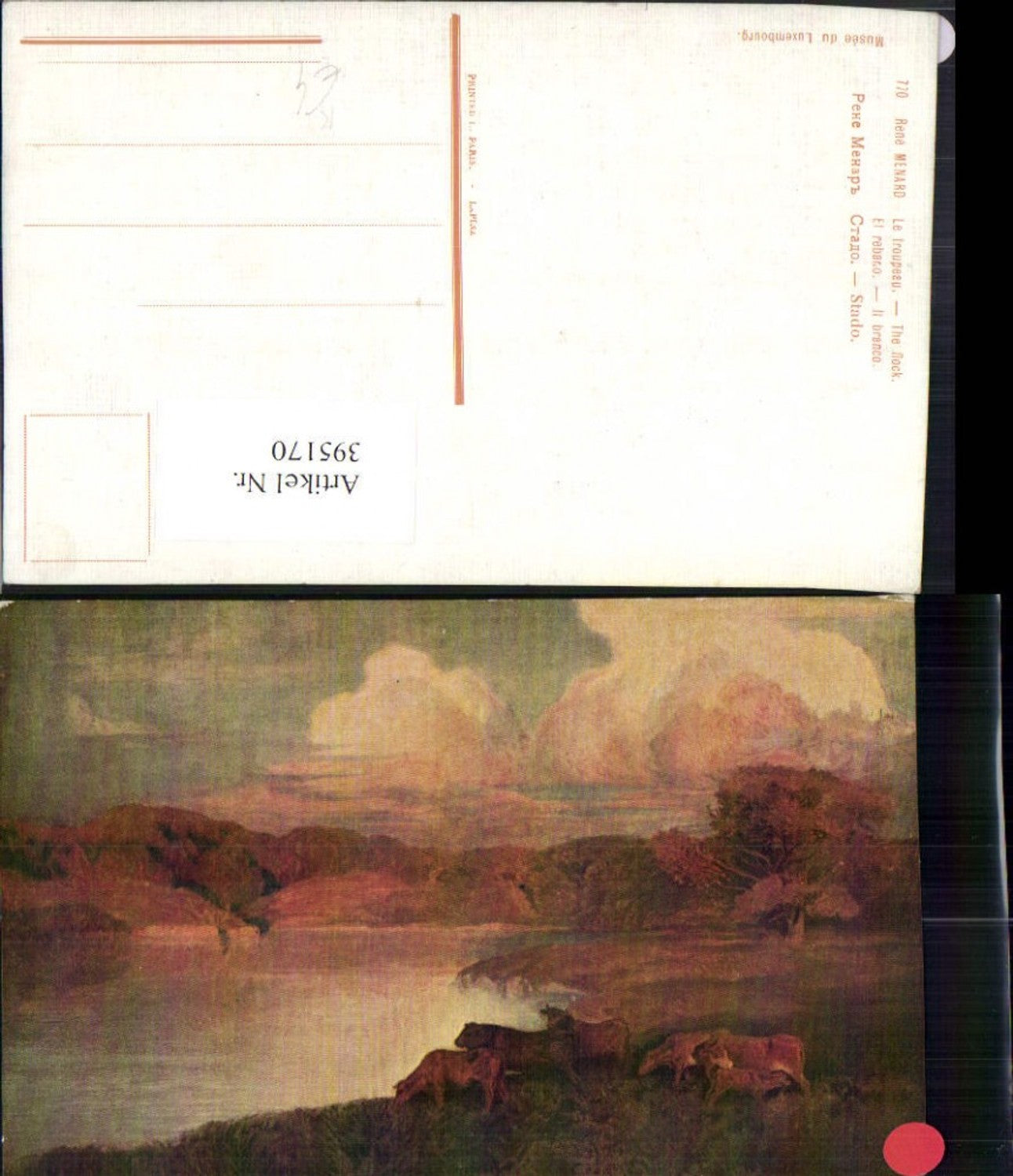 395170,Künstler AK Rene Menard The flock Landschaft Rinder