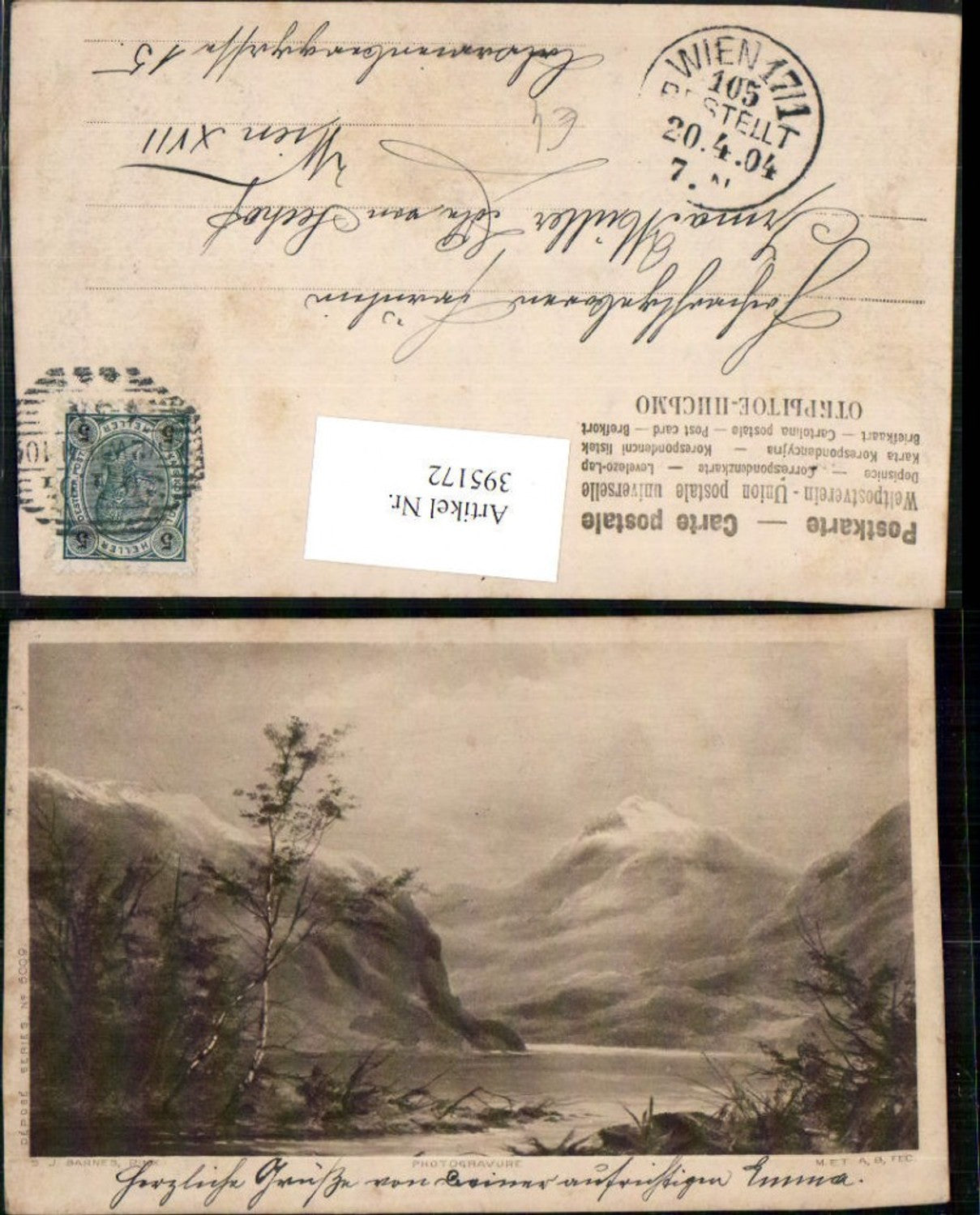 395172,Künstler AK S. J. Barnes Landschaft See Bergkulisse