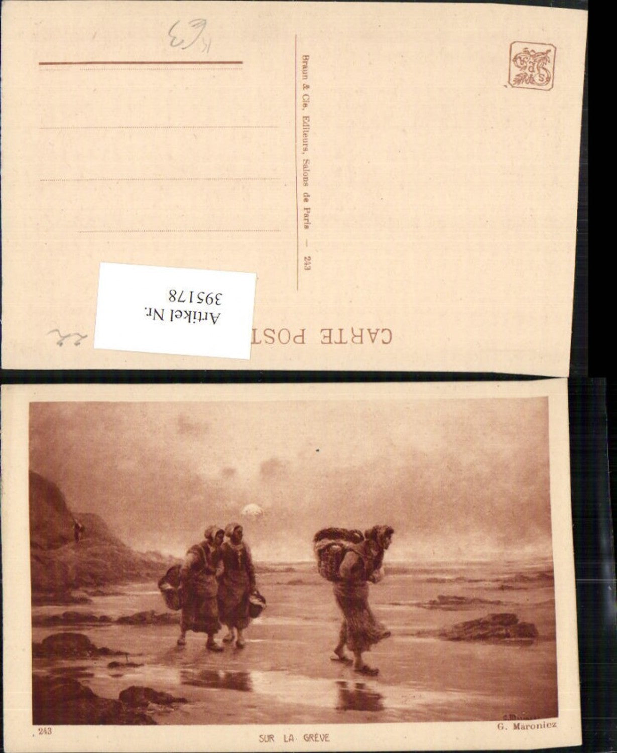 395178,Künstler AK G. Maroniez Sur la Greve Landschaft Frauen m. Körben