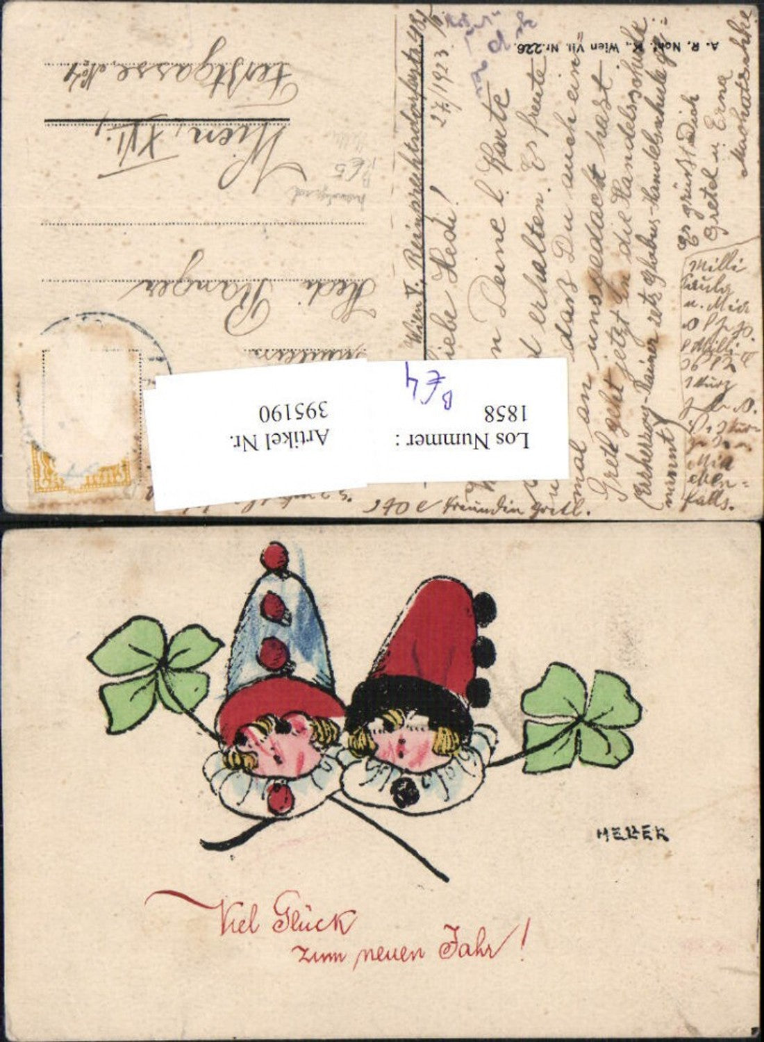 395190,Künstler AK Handgemalt Heller sign. Clowns Circus Zirkus Klee