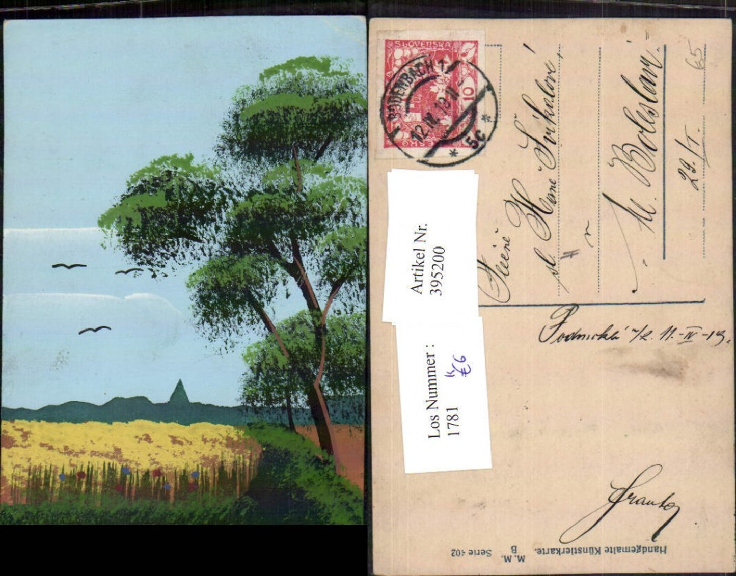 395200, Artist AK Hand-painted Landscape Field Trees Tree