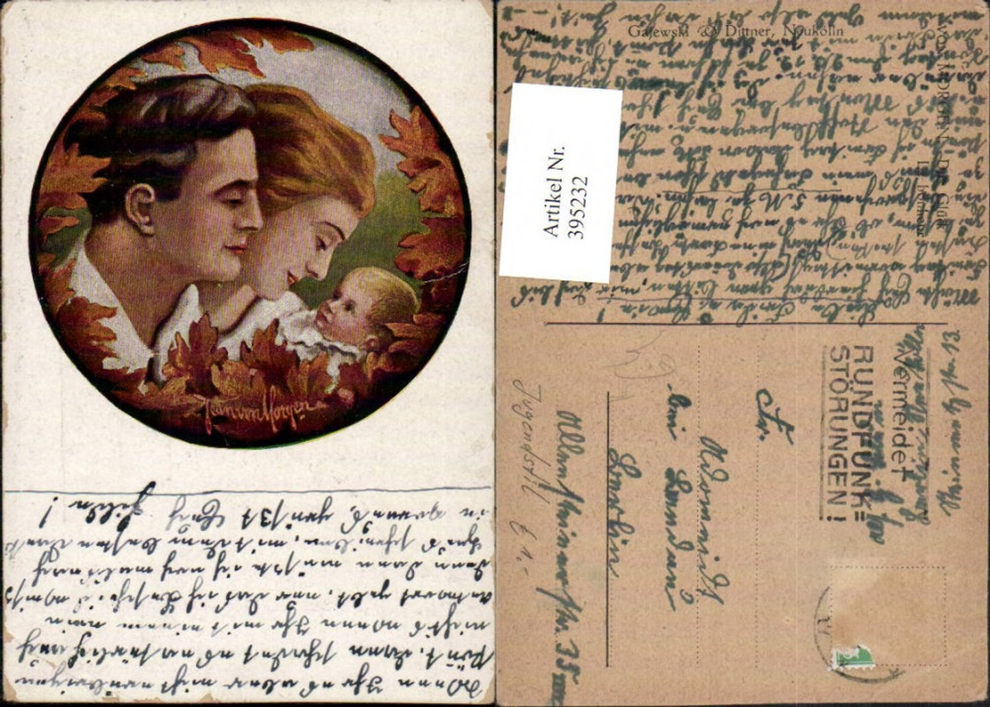 395232,Jugendstil Künstler AK Jean von Morgen Das Glück Familie Portrait Passepartout