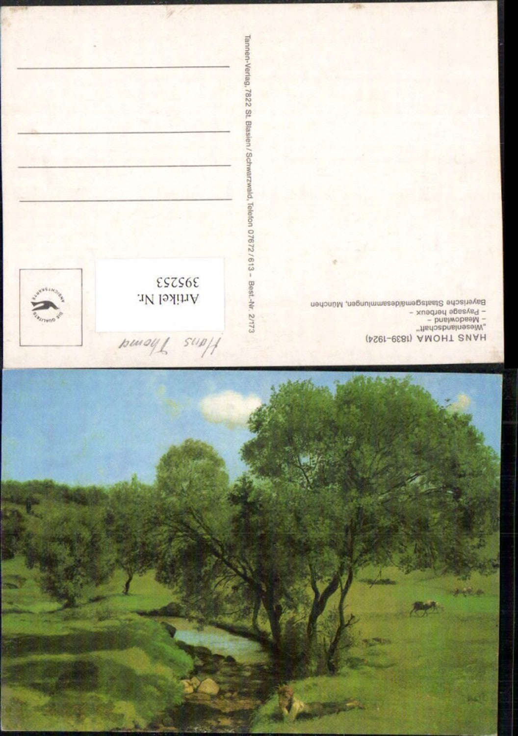 395253,Künstler AK Hans Thoma Wiesenlandschaft Landschaft Bach
