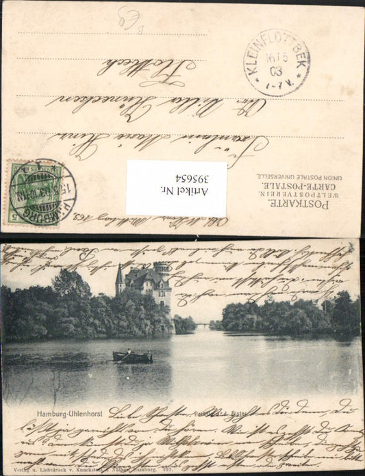 395654,Hamburg Uhlenhorst Partie an d. Elster Boot Villa