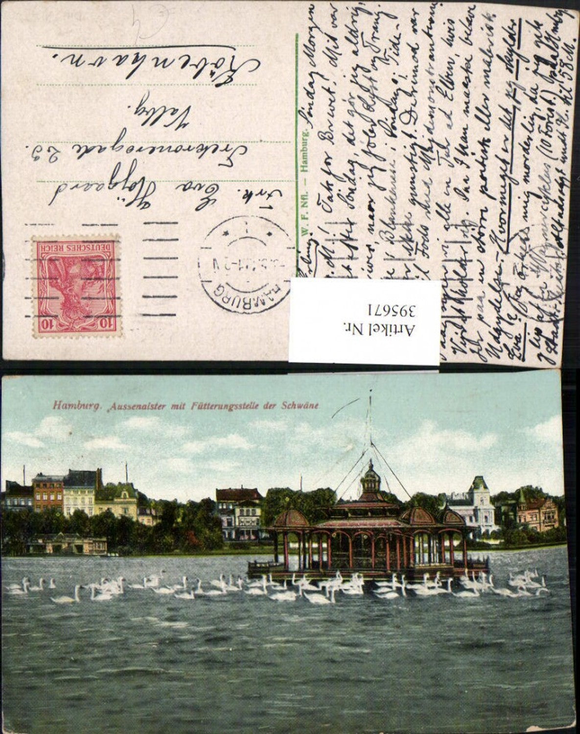 395671,Hamburg Aussenalster m. Fütterungsstelle der Schwäne