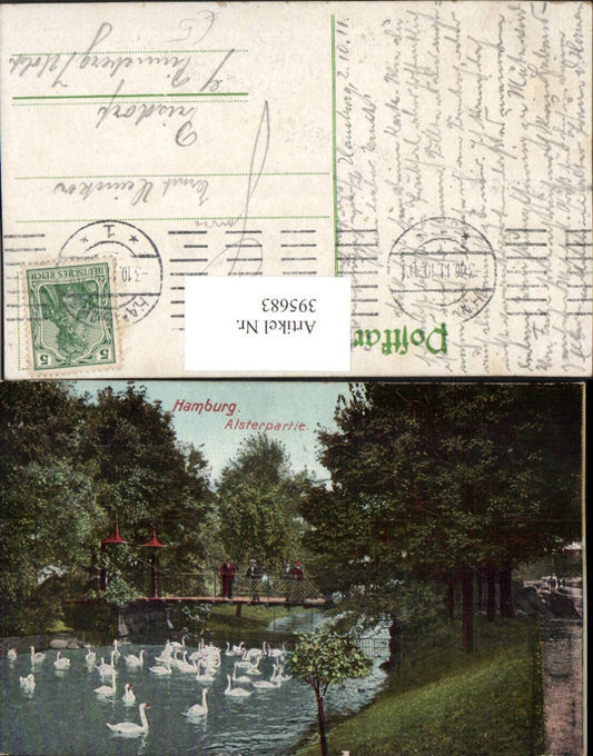 395683,Hamburg Alsterpartie Schwäne Brücke