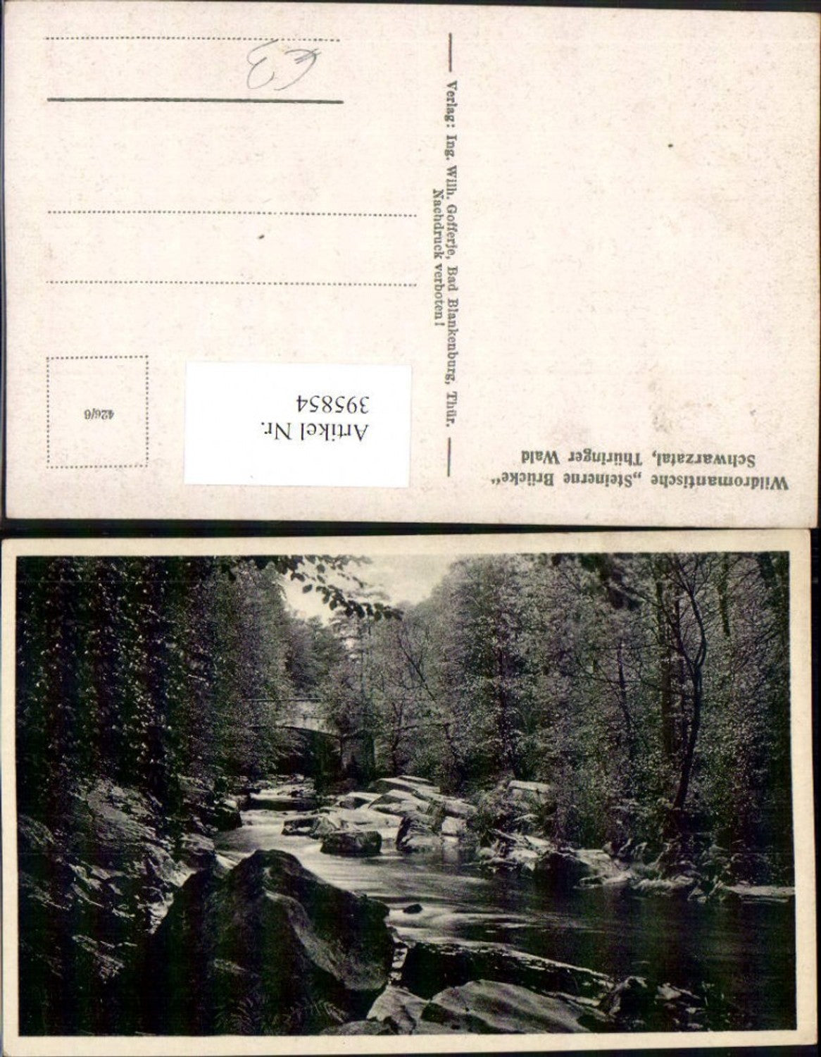 395854, Schwarzatal Wildly romantic stone bridge near Bad Blankenburg