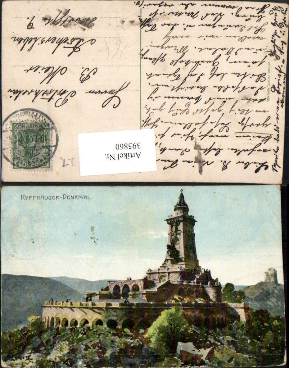 395860,Künstler AK Kyffhäuser-Denkmal b. Bad Frankenhausen pub Ottmar Zieher