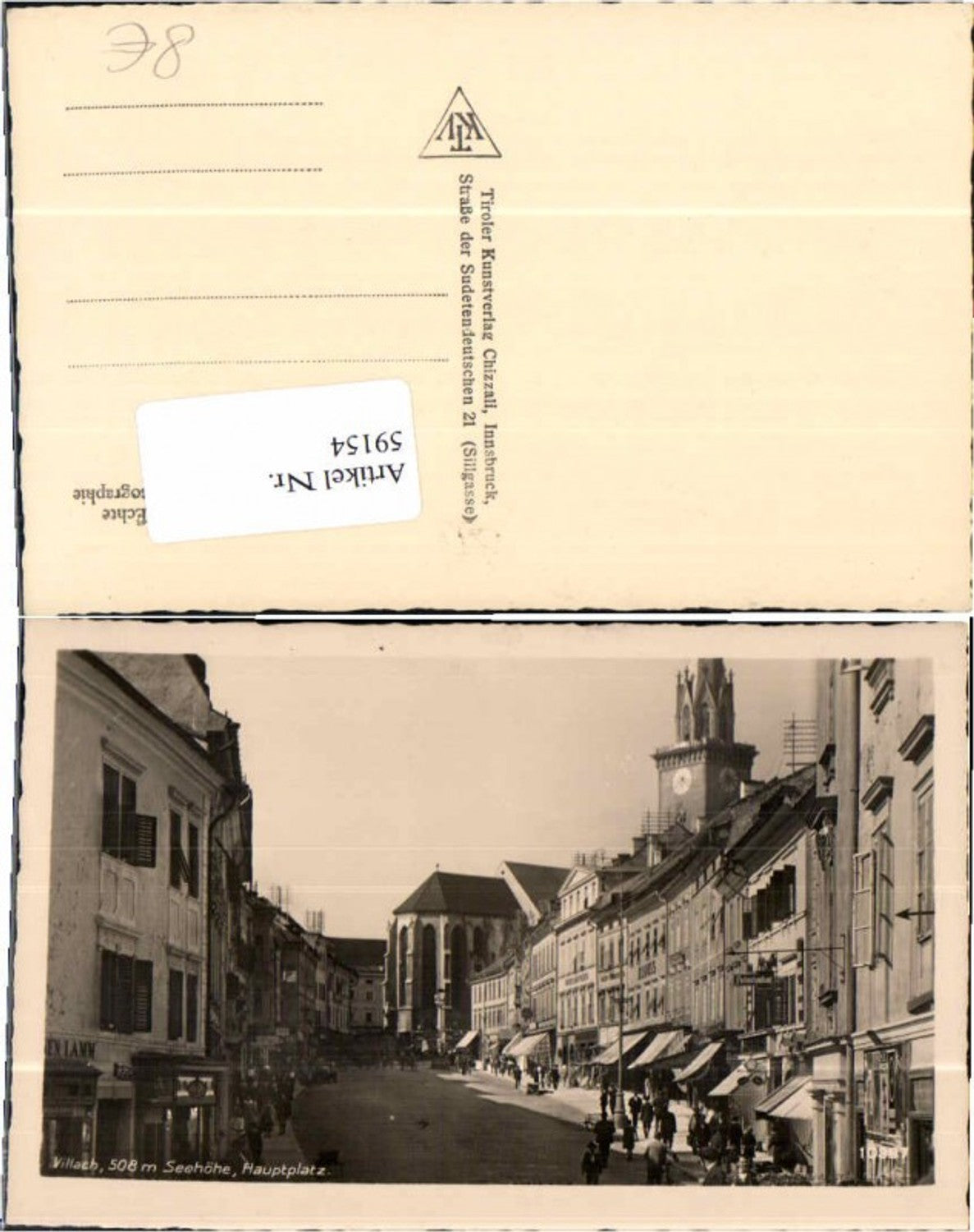 59154,Villach Hauptplatz Leute 1935