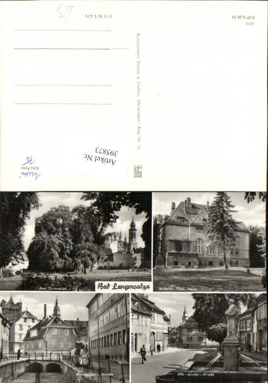 395873, Bad Langensalza Towers Wilhelm-Pieck-Heim Fountain Bridge Multi-view postcard