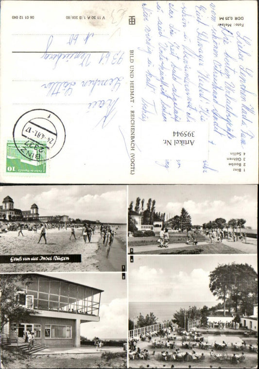 395944,Insel Rügen Binz Baabe Göhren Sellin Strandleben Mehrbildkarte pub VEB