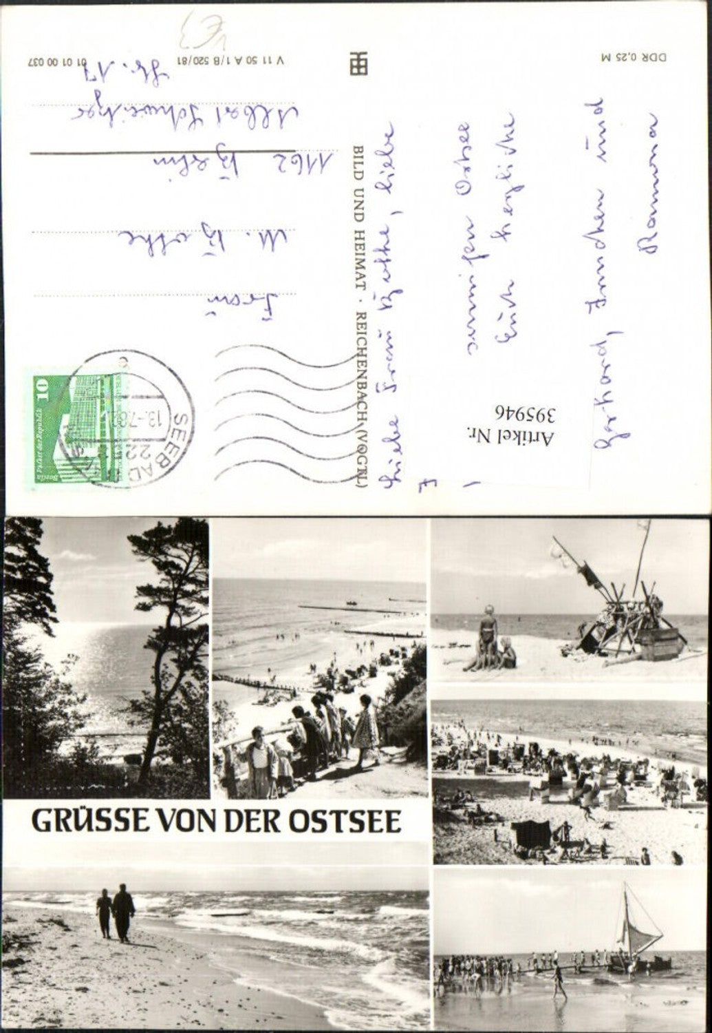 395946,Gruß von der Ostsee Strand Strandleben Mehrbildkarte pub VEB