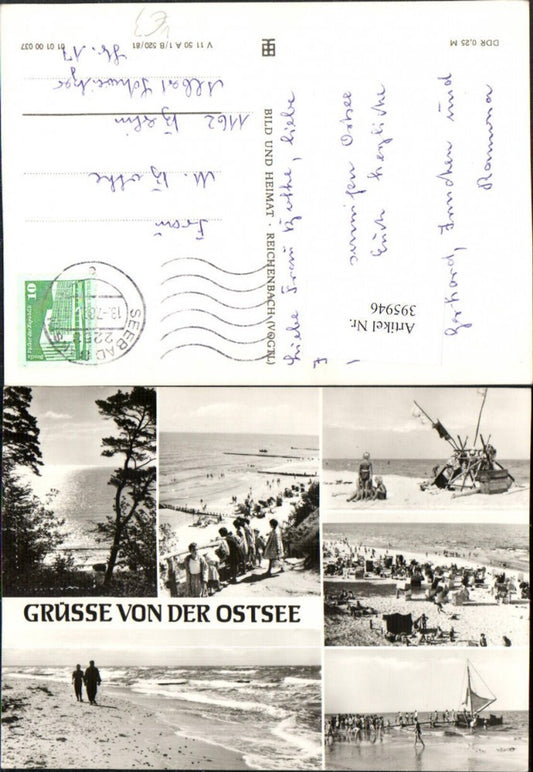 395946,Gruß von der Ostsee Strand Strandleben Mehrbildkarte pub VEB