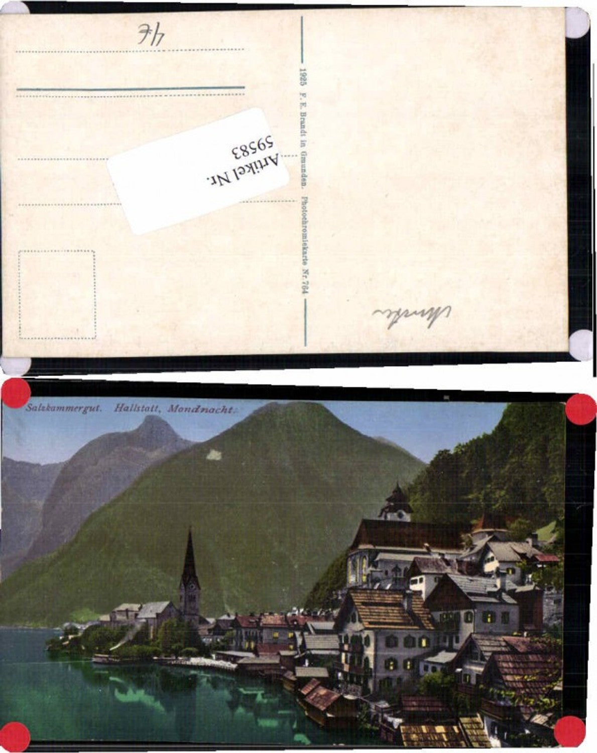 59583,Hallstatt Mond Nacht Häuser Brandt 764