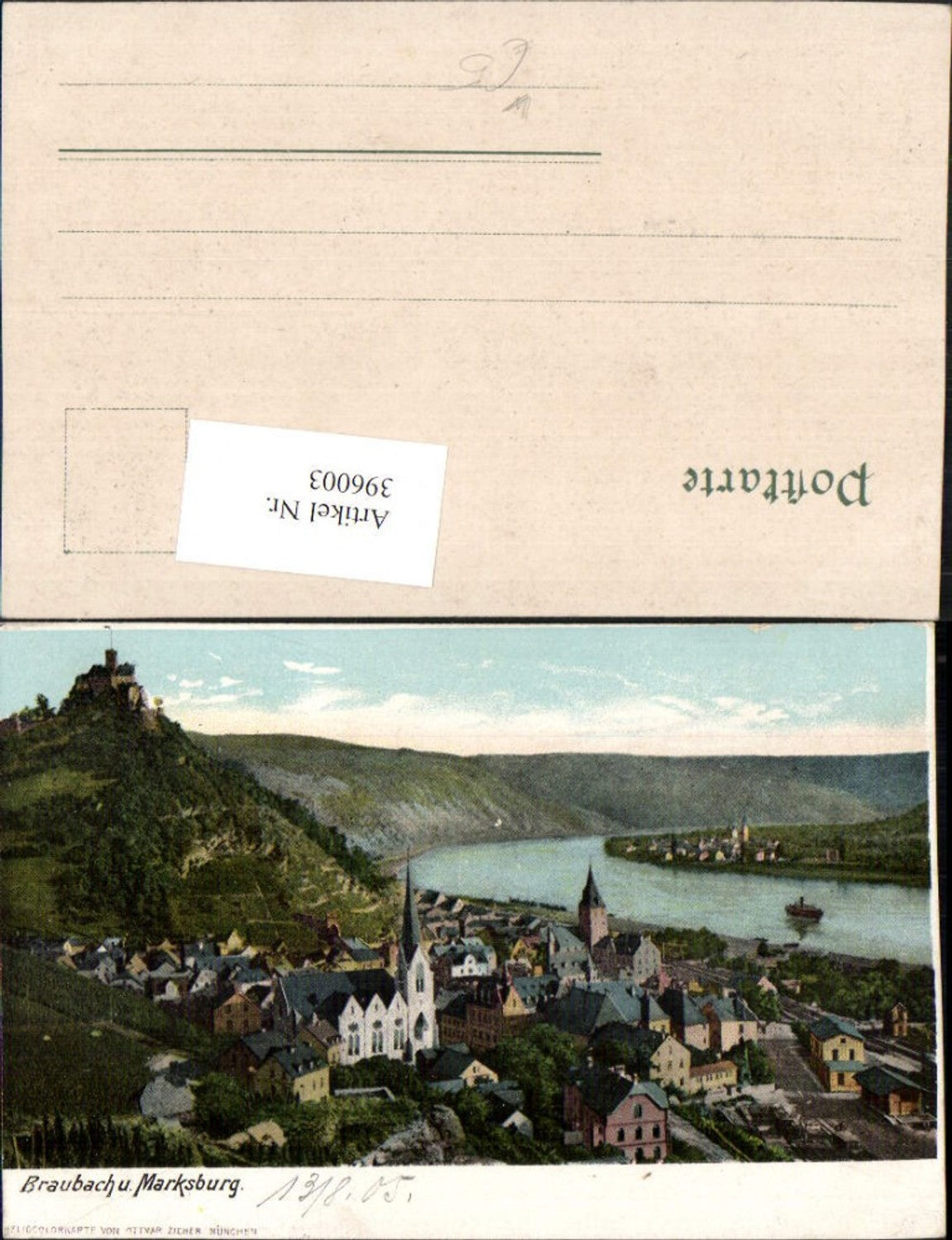 396003,Braubach am Rhein Totale m. Marksburg pub Ottmar Zieher