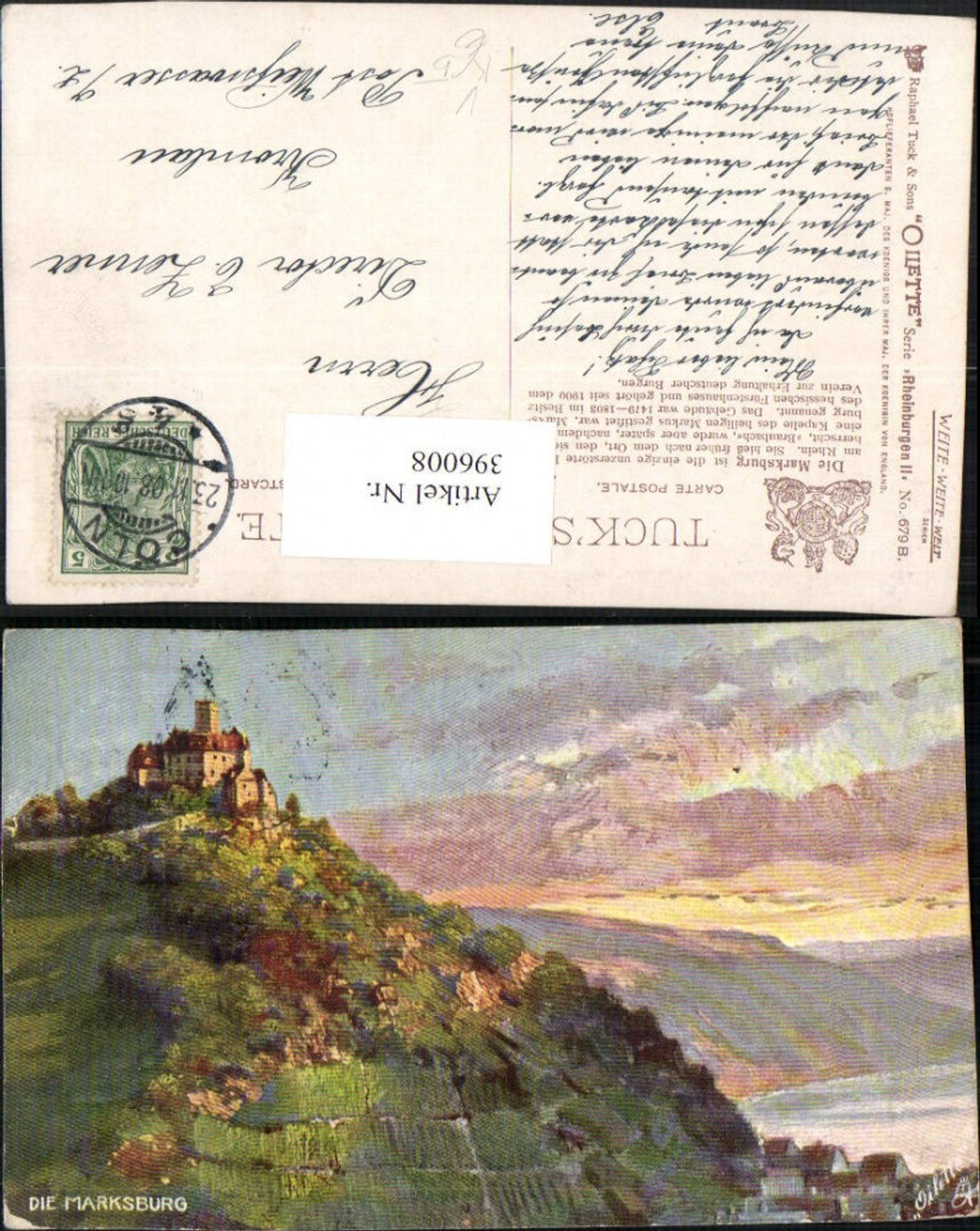 396008,Künstler AK Marksburg b. Braubach pub Raphael Tuck 679B