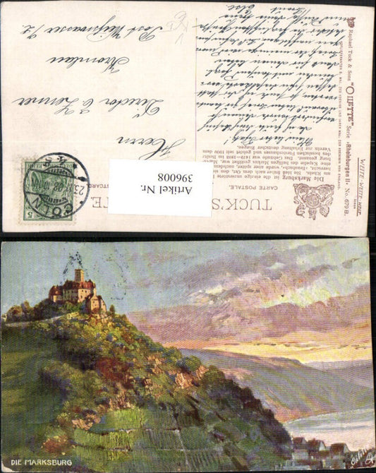 396008,Künstler AK Marksburg b. Braubach pub Raphael Tuck 679B
