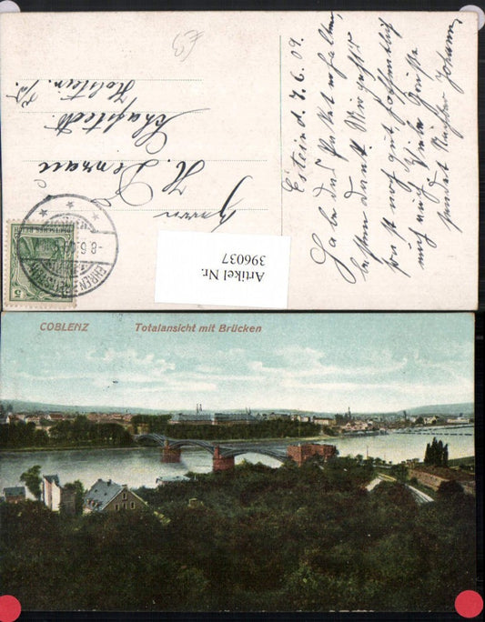 396037,Coblenz Koblenz Teilansicht m. Brücken