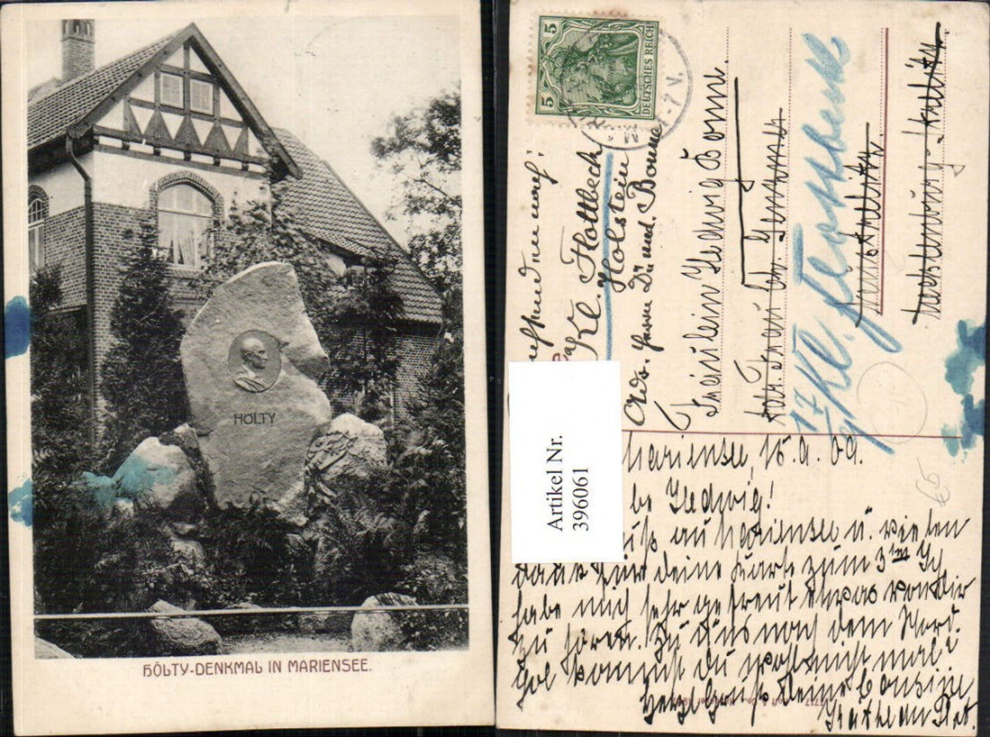 396061,Mariensee b. Neustadt am Rübenberge Hölty-Denkmal Felsen