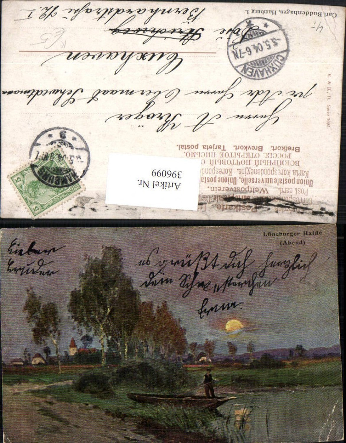 396099,Künstler AK Lüneburger Haide Heide b. Handeloh Boot