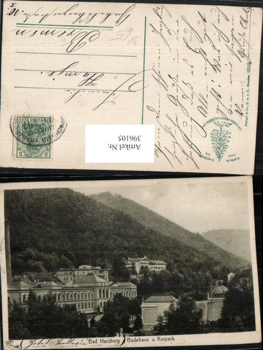 396105,Bad Harzburg Badehaus u. Kurpark Bahnpost Zug 407 Braunschweig – Harzburg