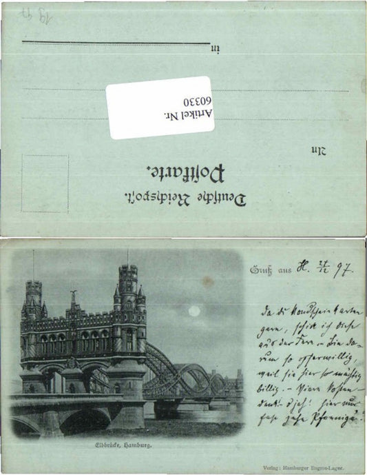 60330,Hamburg Altstadt Elbbrücke Mond AK 1897