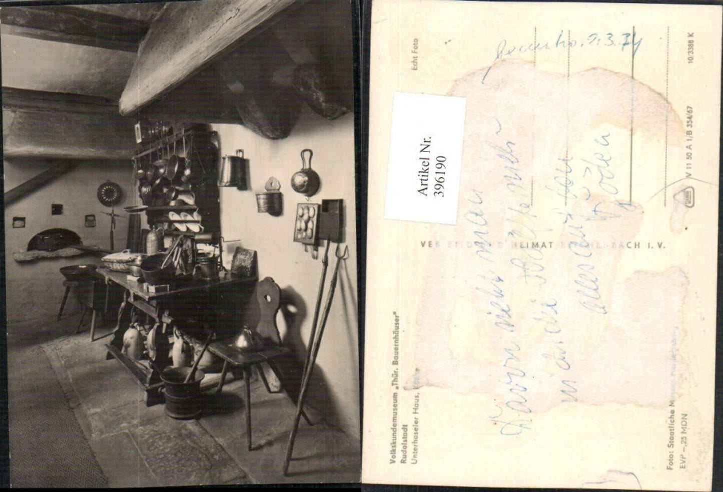 396190, Rudolstadt Folklore Museum Farmhouses Unterhaseler House Kitchen