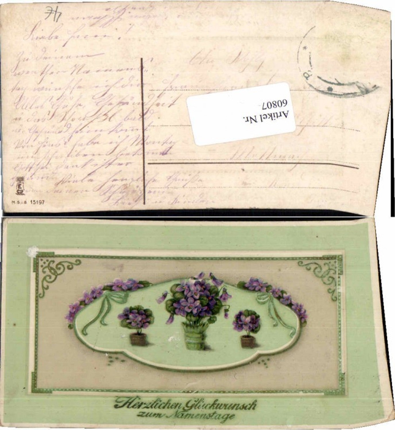60807,Jugendstil Namenstag Blumen Vergissmeinnicht