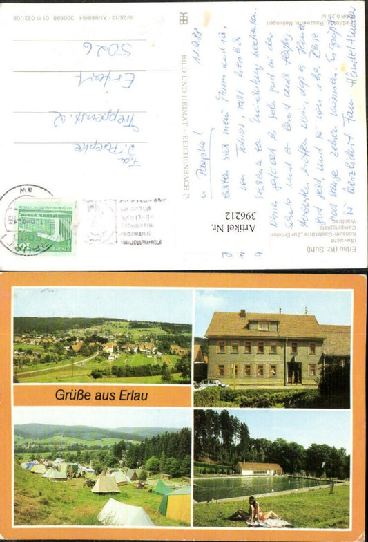 396212, Erlau Totale Campingplatz Zelte Freibad Mehrbildkarte pub VEB