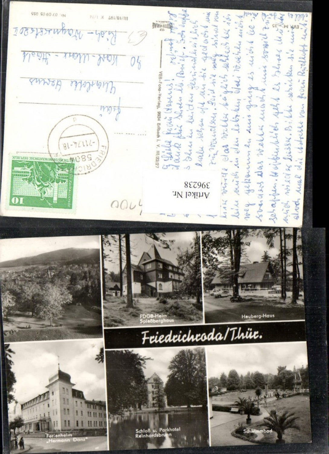 396238,Friedrichroda Totale Freibad Schloss Ferienheim Mehrbildkarte