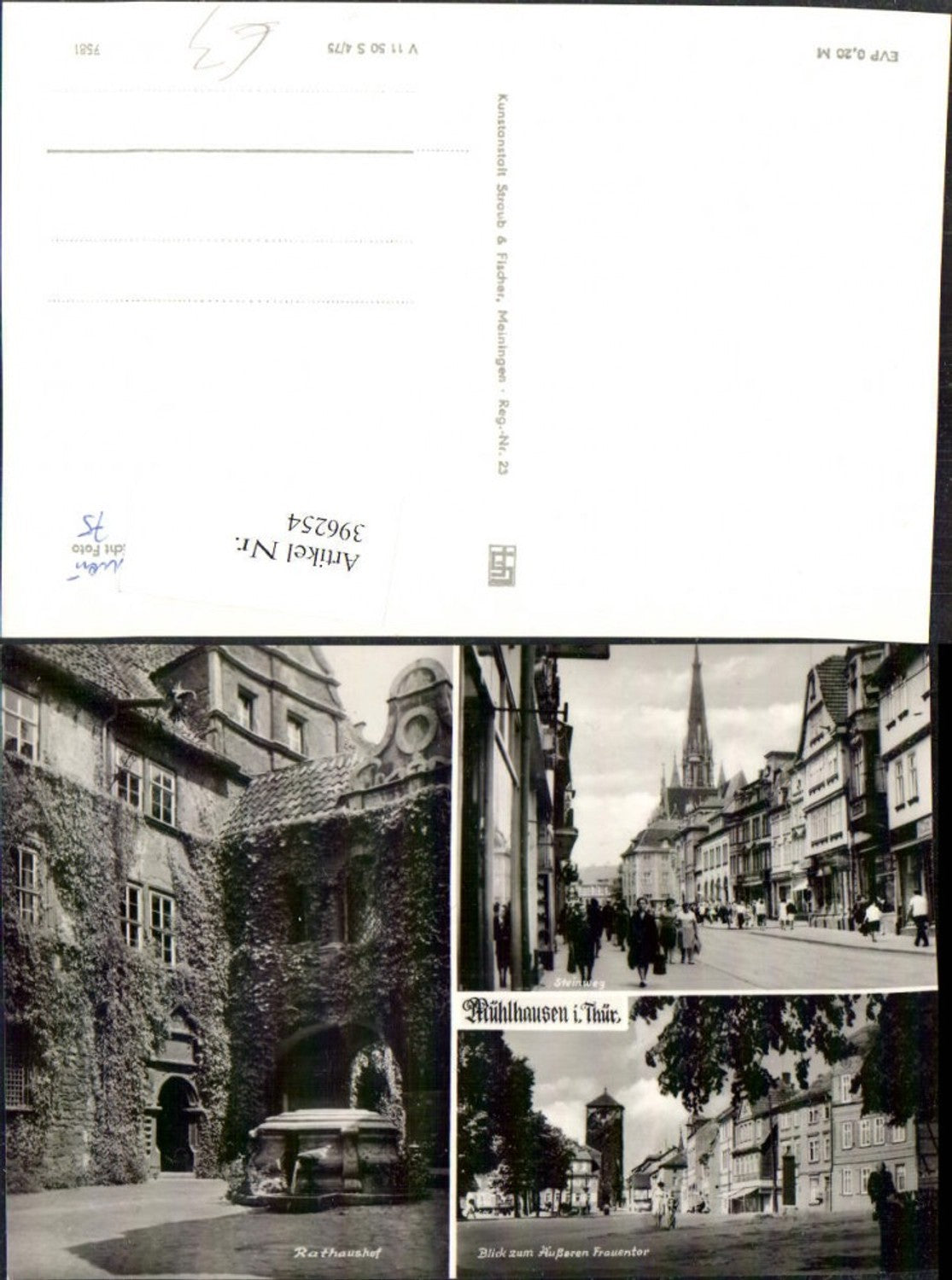396254,Mühlhausen Rathaus-Hof Steinweg Frauentor Mehrbildkarte